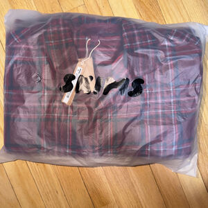 SKIMS Plaid Fleece Pajama Set Size M Red Plaid Merlot SKU701